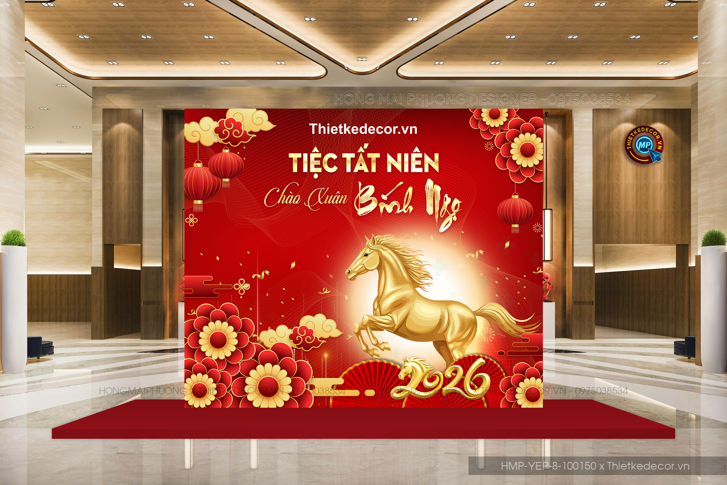 File thiết kế tiệc Tất niên 2025, Year End Party 2025 tone ĐỎ in bạt